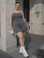 Macaquinho Plus Size Feminino Confortável - Cinza