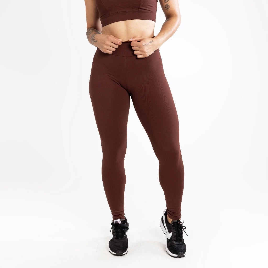🔥 Legging SculptFit  Marrom – Poliamida Modeladora Zero Transparência