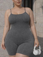 Macaquinho Plus Size Feminino Confortável - Cinza