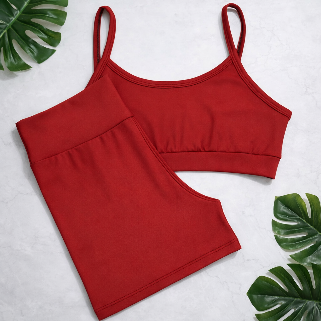 Conjunto Fitness Sculpt –  VERMELHO Short Cintura Alta + Top Suplex Premium