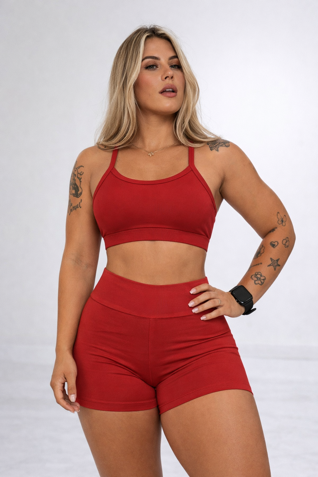 Conjunto Fitness Sculpt –  VERMELHO Short Cintura Alta + Top Suplex Premium