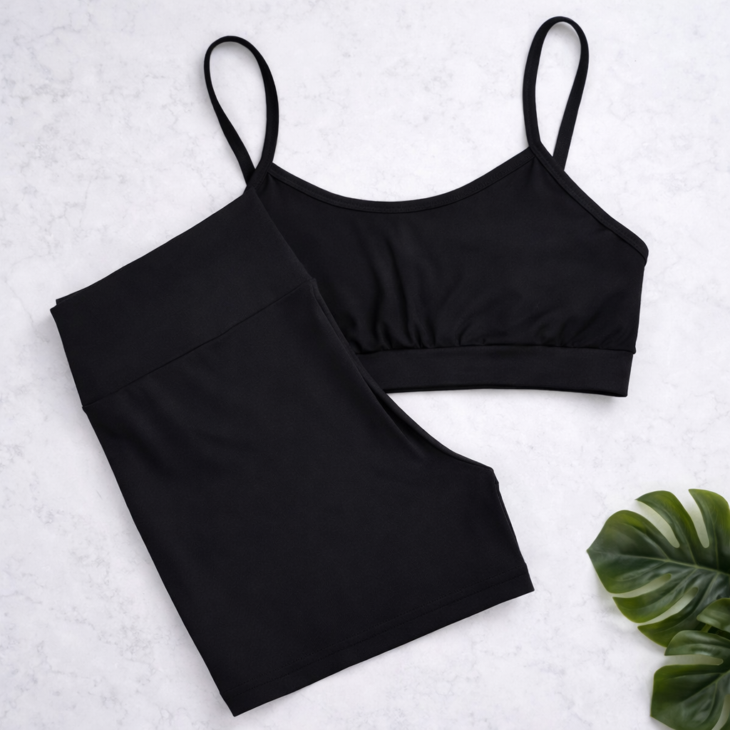 Conjunto Fitness Sculpt – PRETO  Short Cintura Alta + Top Suplex Premium