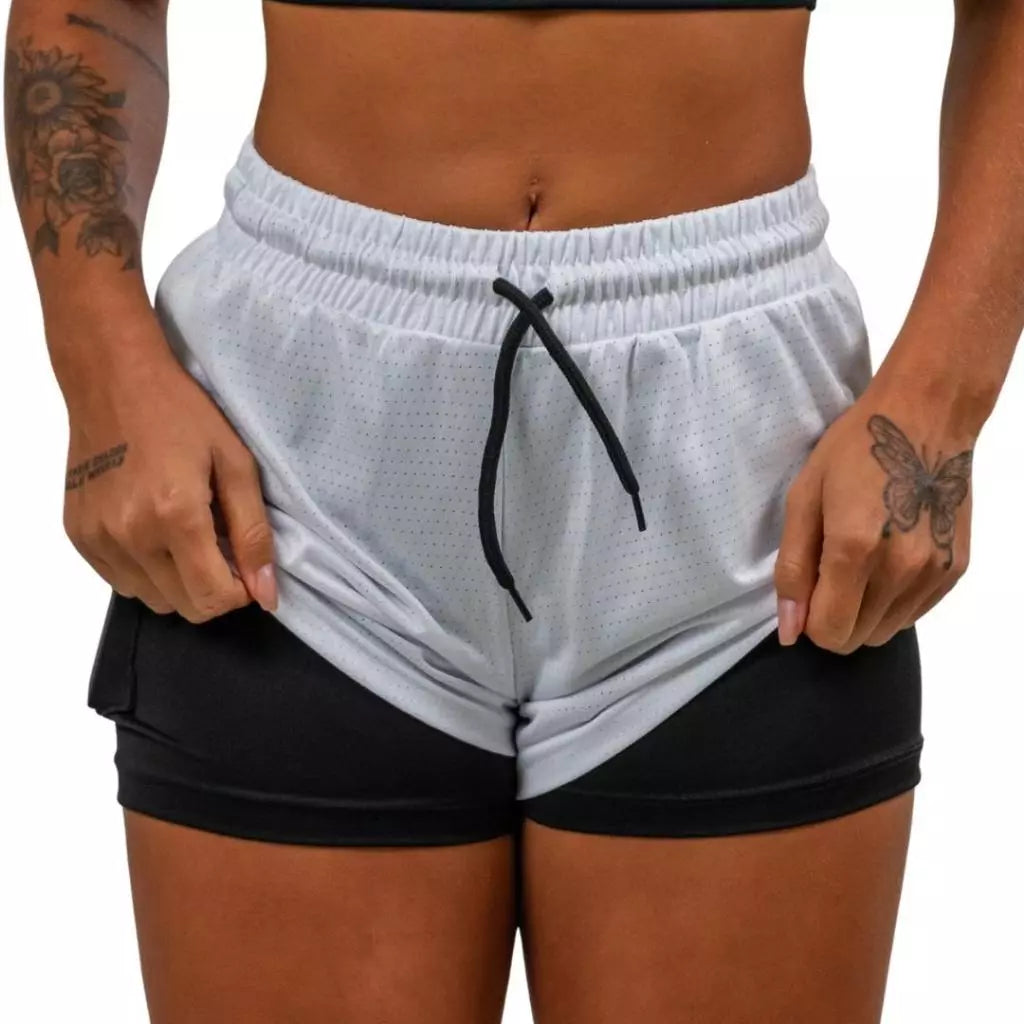 Shorts Elite Motion 2 em 1 Feminino | Compressão Interna, Bolso Oculto e Performance Premium